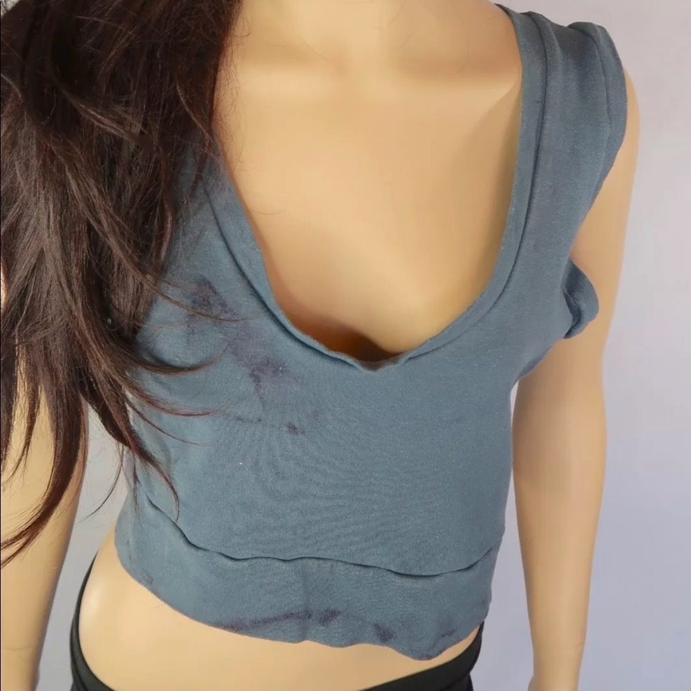 Dava Threads Hemp Crop Tank Top Blue Gray